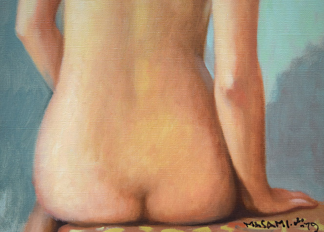 山岸正巳「浴後裸婦」油絵・F4号 拡大画像3