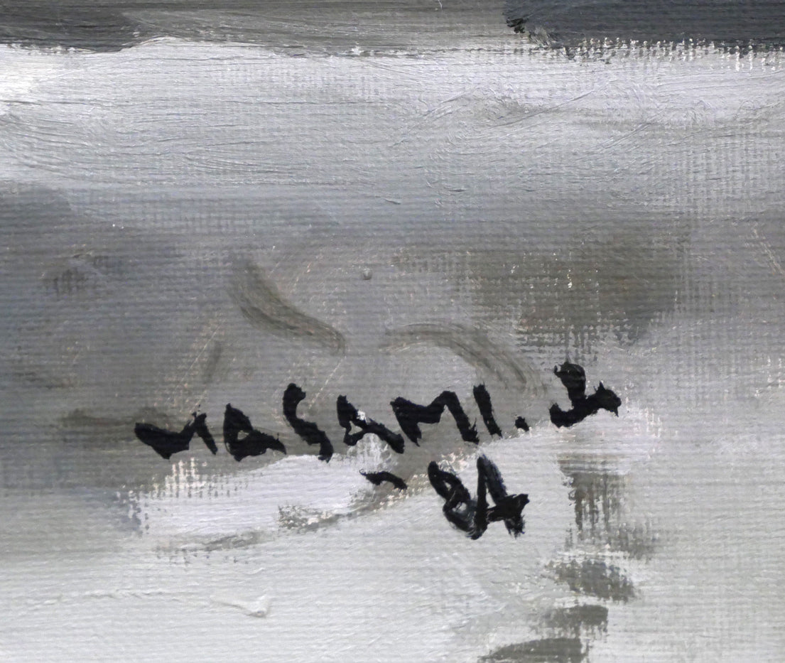 山岸正巳「卓上牡丹」油絵・F8号 サイン・年記(1984年作)拡大画像