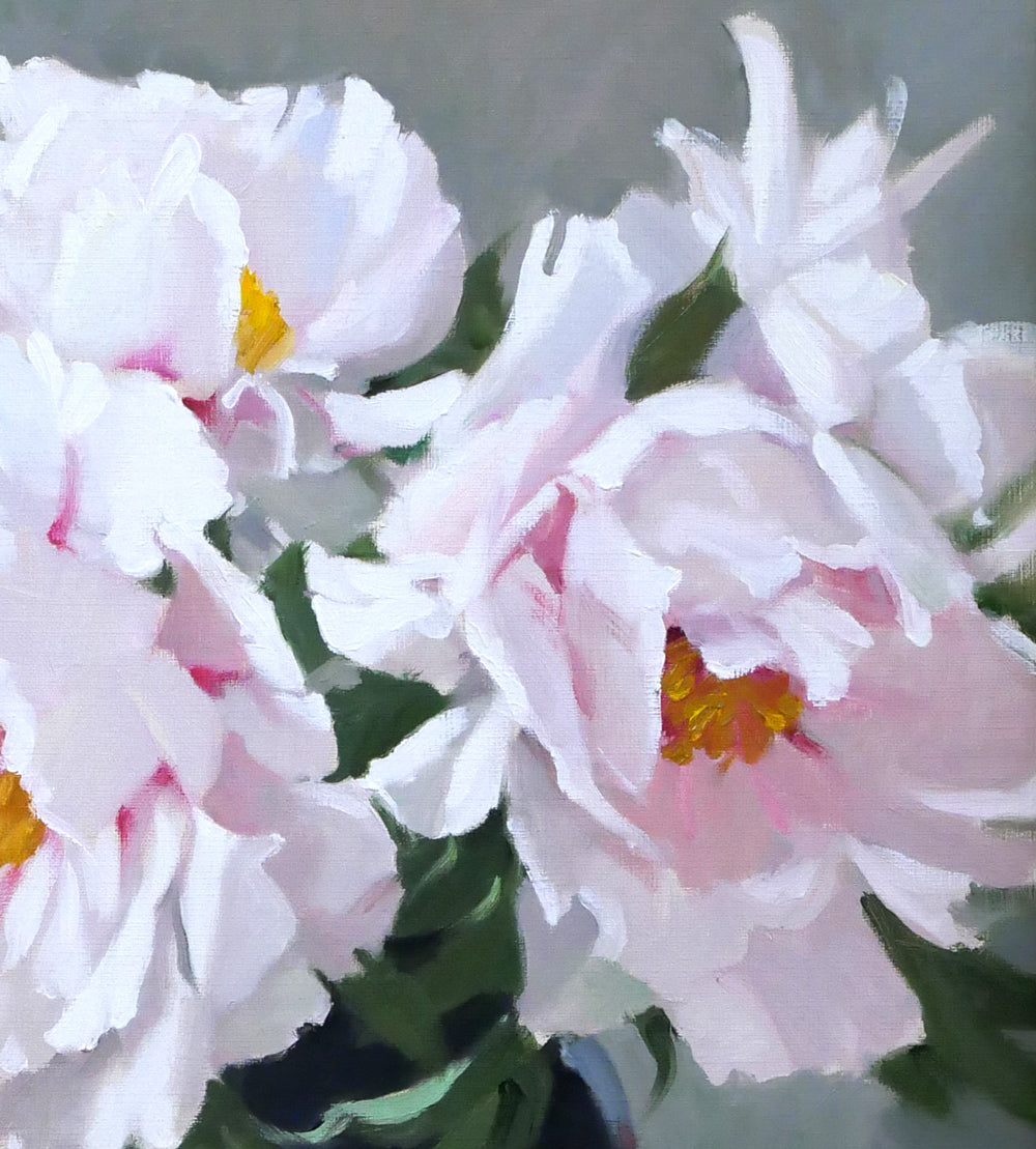 山岸正巳「卓上牡丹」油絵・F8号 拡大画像2