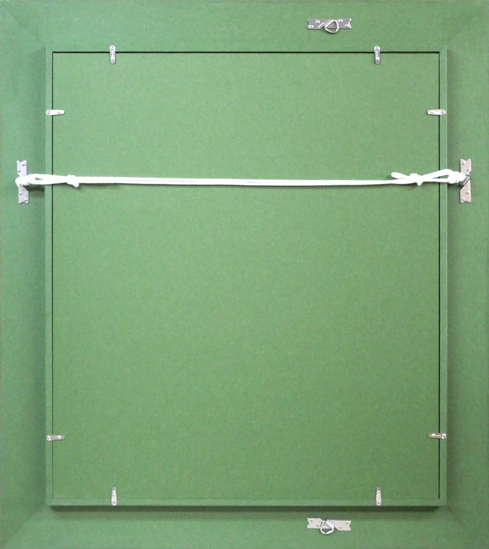 山岸正巳「卓上牡丹」油絵・F8号 額縁裏側画像