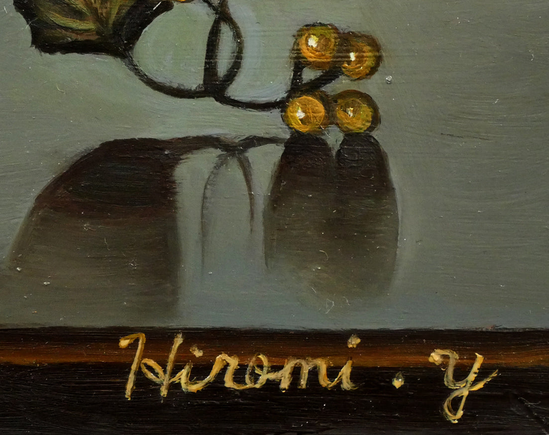 山口ひろみ「ぶどう ルイ」油絵・F0号 サイン拡大画像