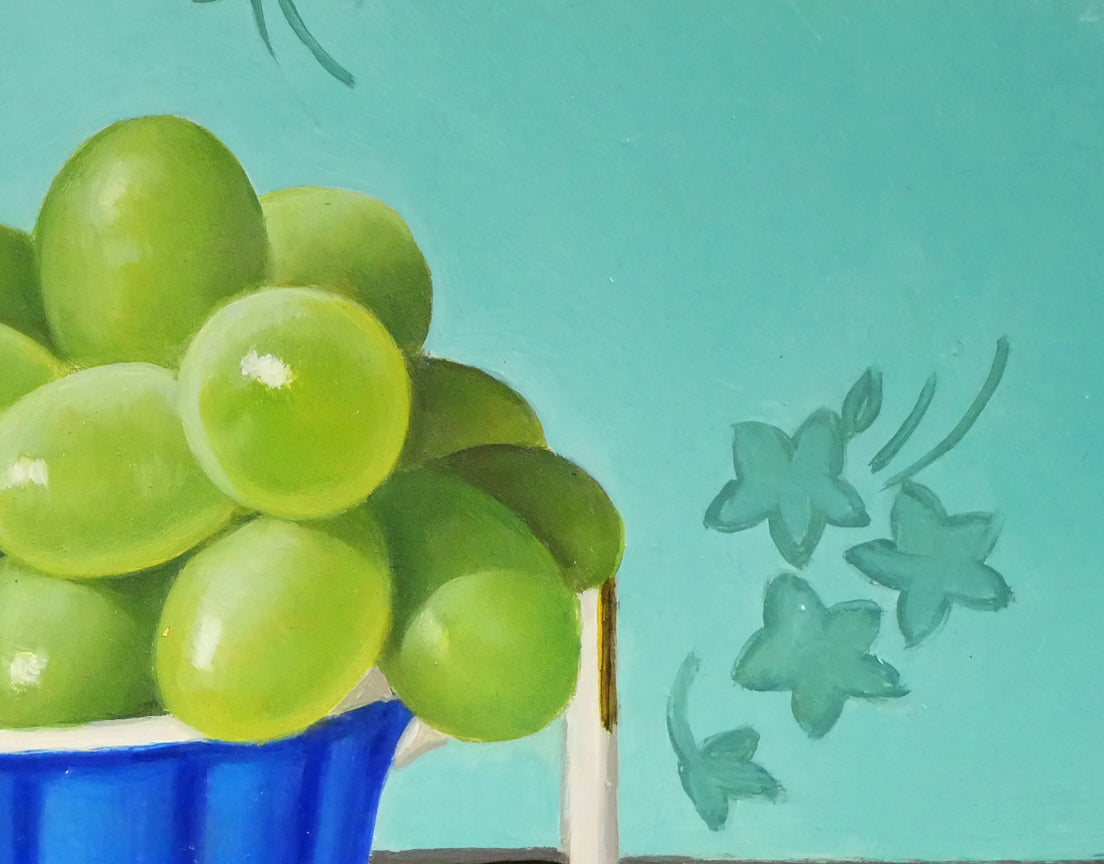 山口ひろみ「ぶどう ルイ」油絵・F0号 拡大画像2