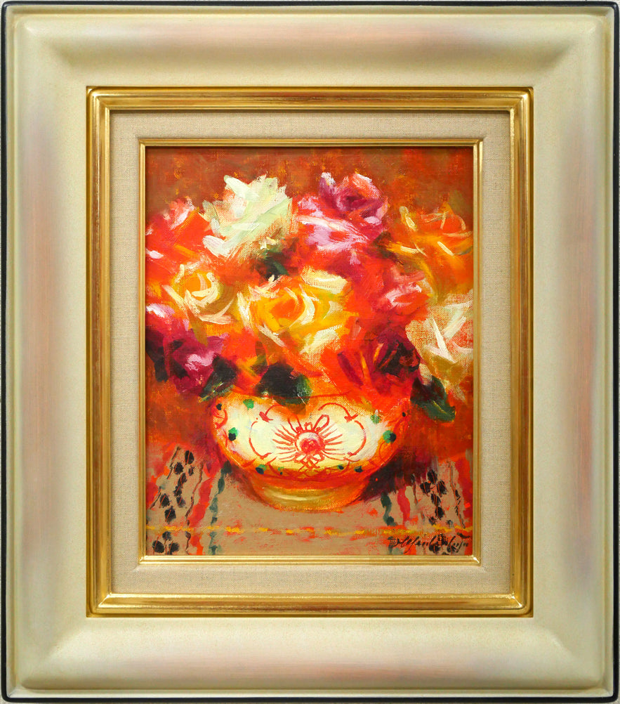 山本彪一「薔薇」油絵・F3号