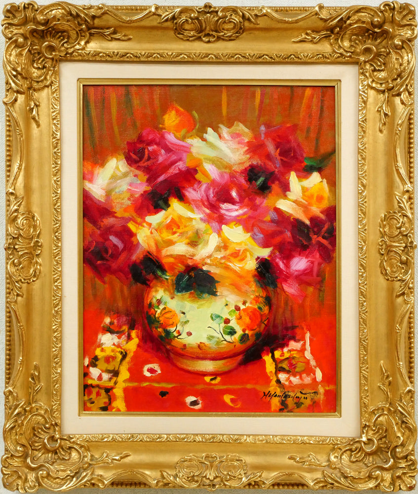 山本彪一「薔薇」油絵・F6号