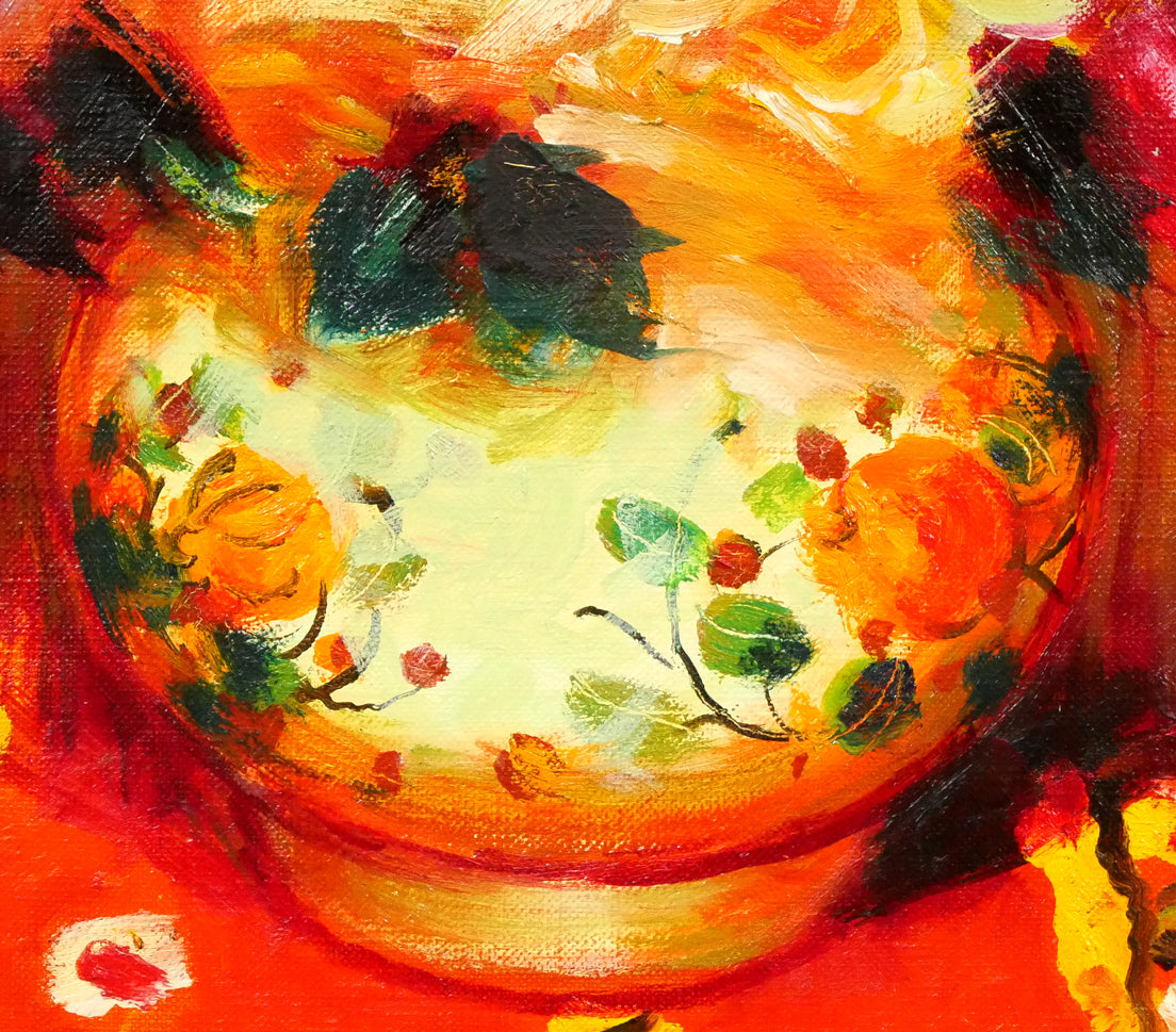 山本彪一「薔薇」油絵・F6号 拡大画像4