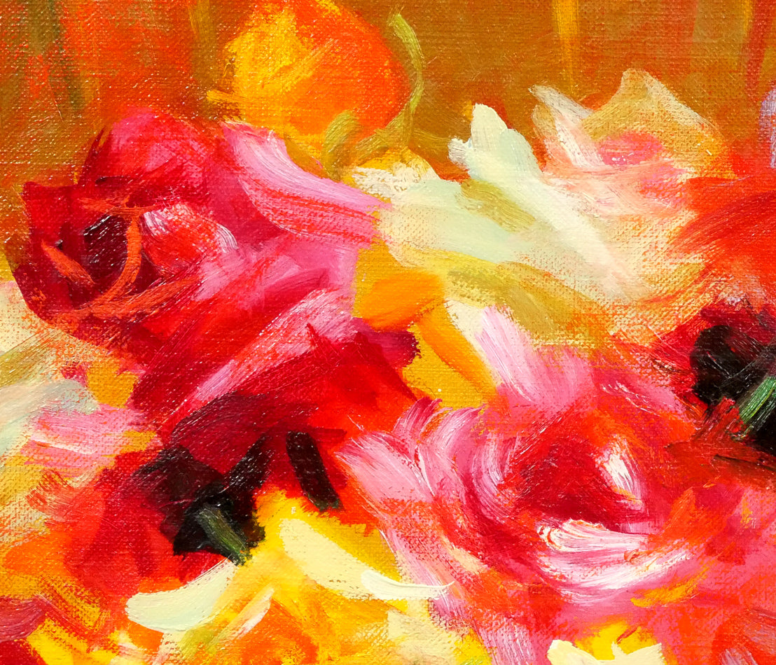 山本彪一「薔薇」油絵・F6号 拡大画像2