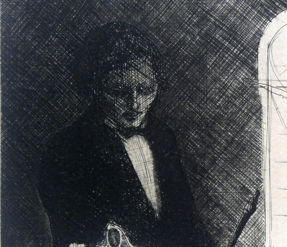 山本六三『神父(「眼球譚」より)』エッチング(銅版画) 拡大画像2