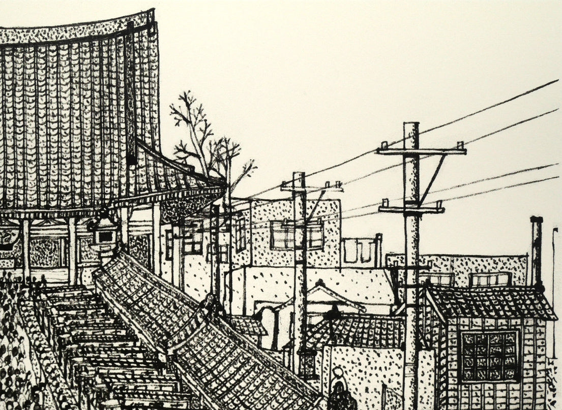 山下清「浅草の仲見世」リトグラフ 拡大画像3