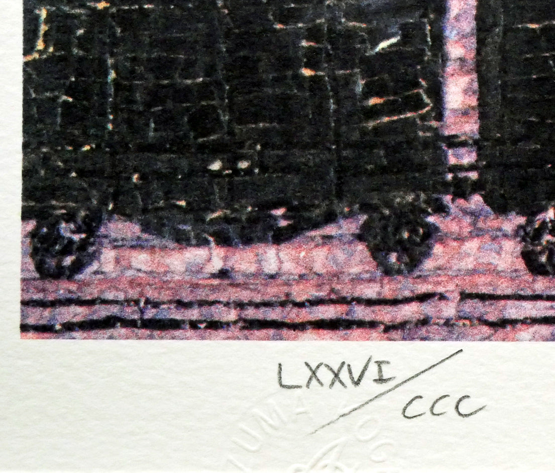 山下清「汽車」リトグラフ エンボススタンプ 限定番号(ed,76/300)