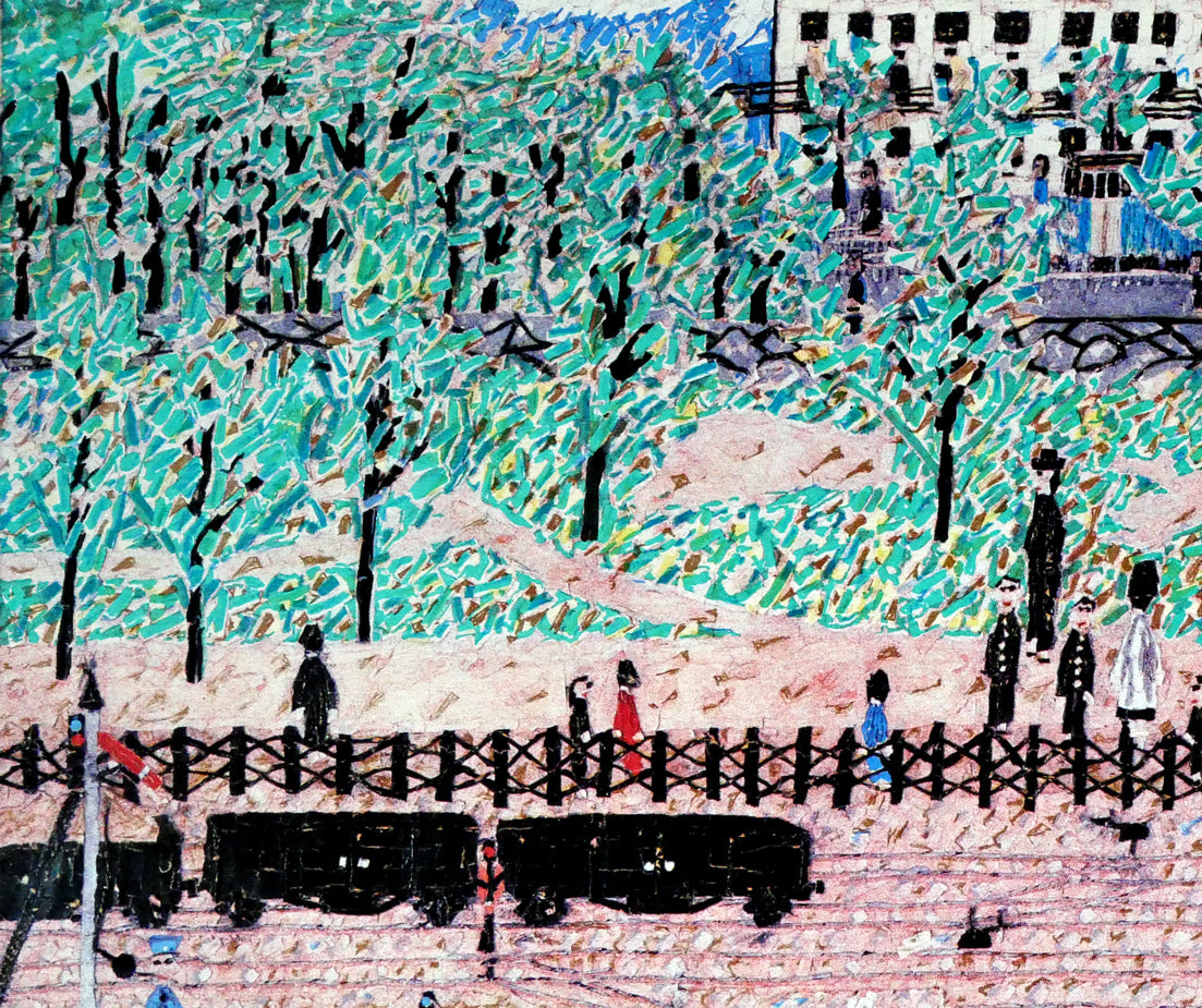 山下清「汽車」リトグラフ 拡大画像1