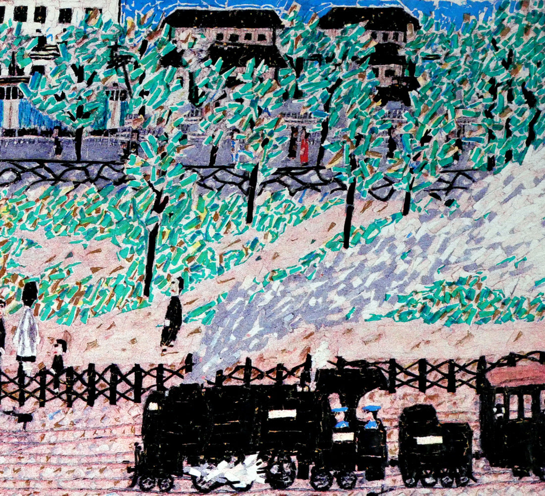 山下清「汽車」リトグラフ 拡大画像2