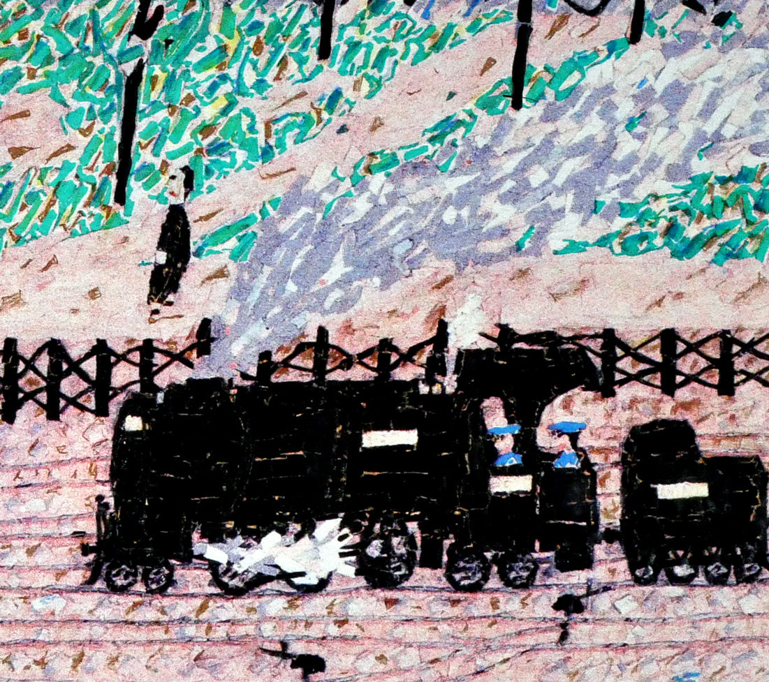 山下清「汽車」リトグラフ 拡大画像5