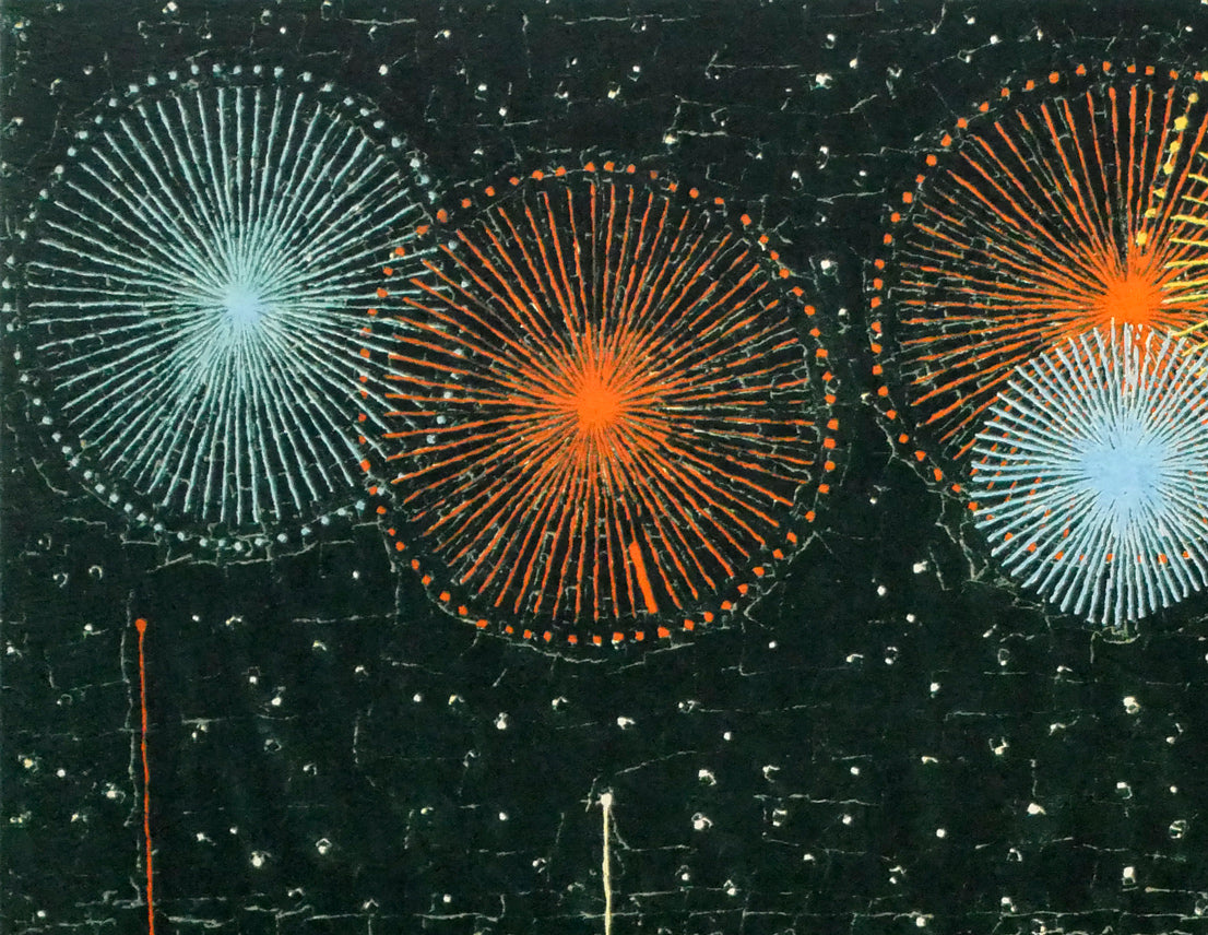 山下清「長岡の花火」リトグラフ 拡大画像1