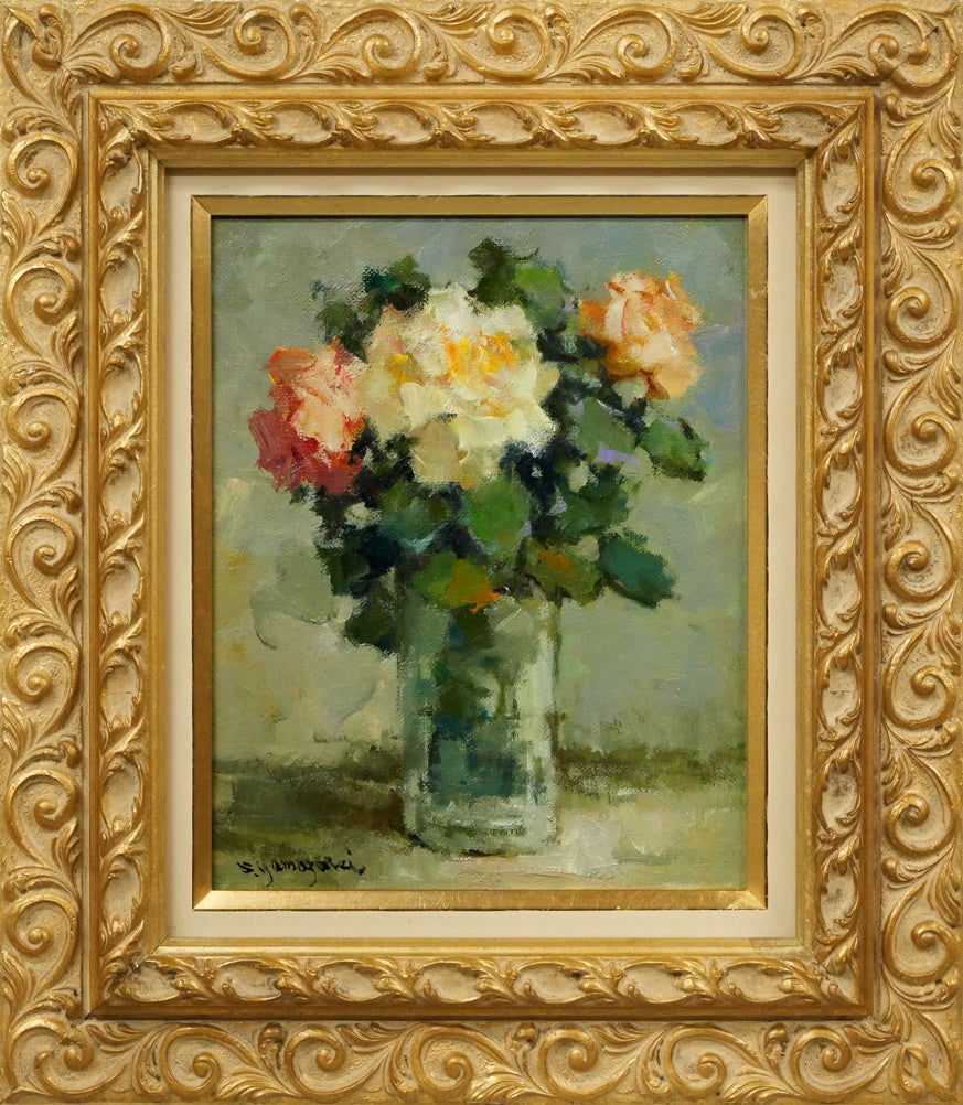 山崎翠祥「薔薇(1983年作)」油絵・F3号