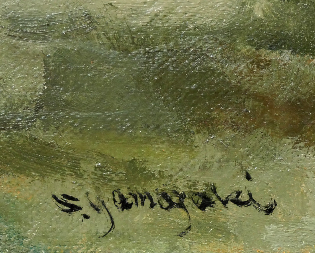 山崎翠祥「薔薇(1983年作)」油絵・F3号 サイン拡大画像