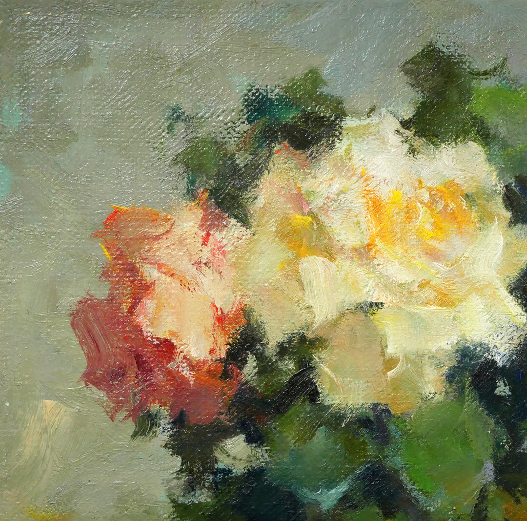 山崎翠祥「薔薇(1983年作)」油絵・F3号 拡大画像1