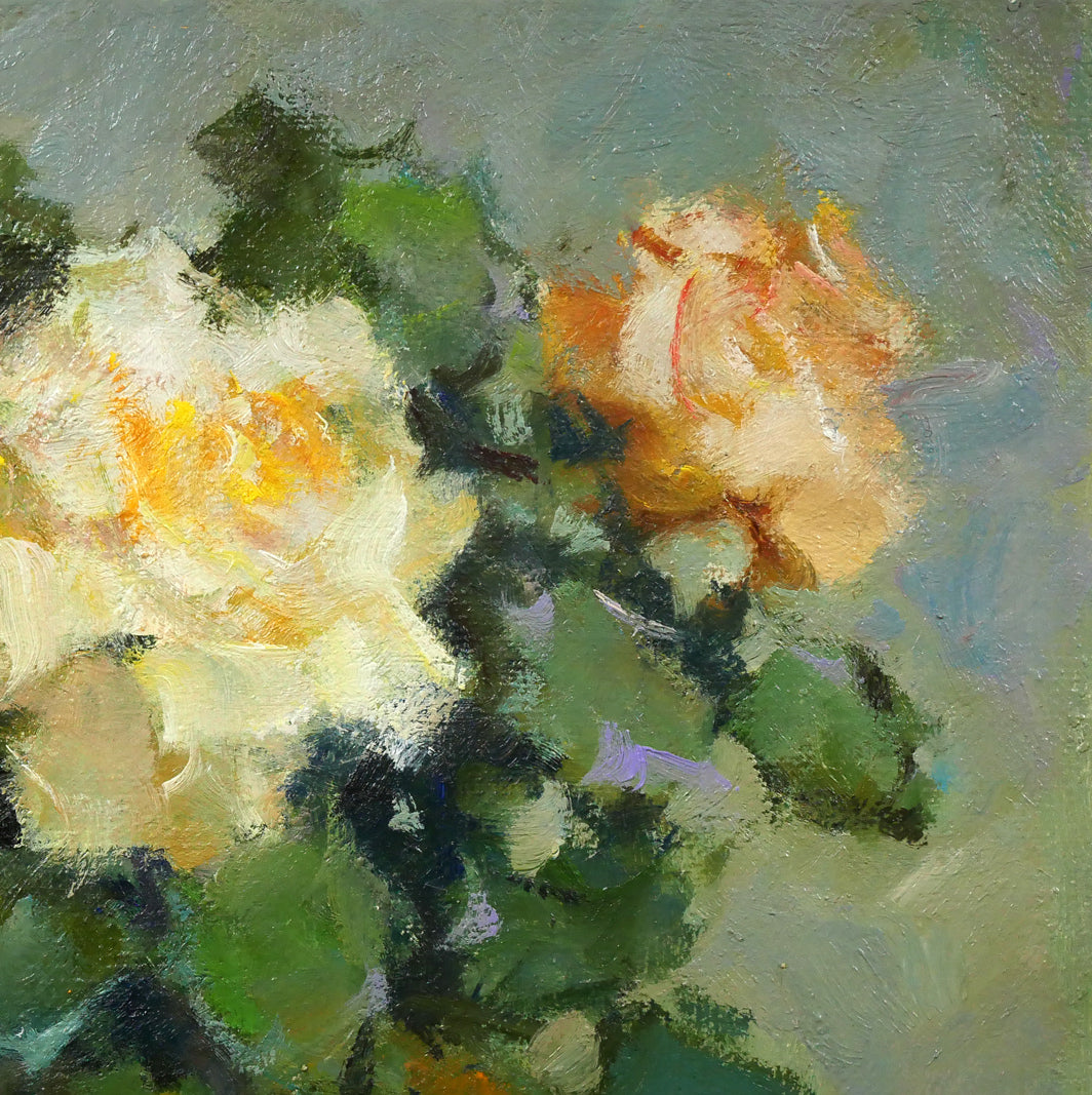 山崎翠祥「薔薇(1983年作)」油絵・F3号 拡大画像3