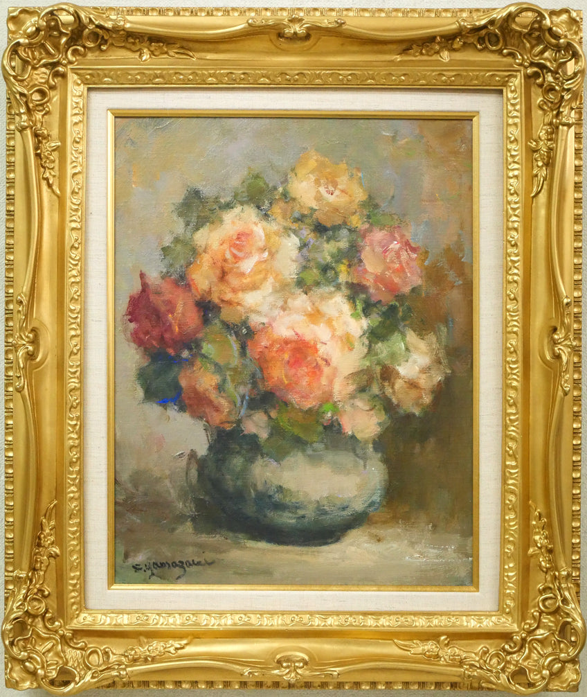 山崎翠祥「薔薇」油絵・F6号