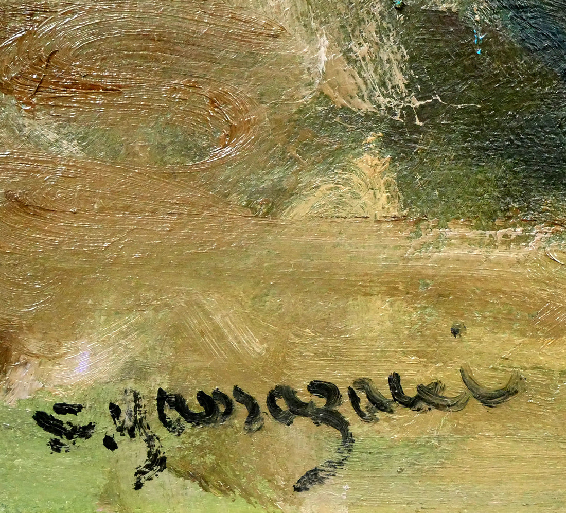 山崎翠祥「薔薇」油絵・F6号 サイン拡大画像