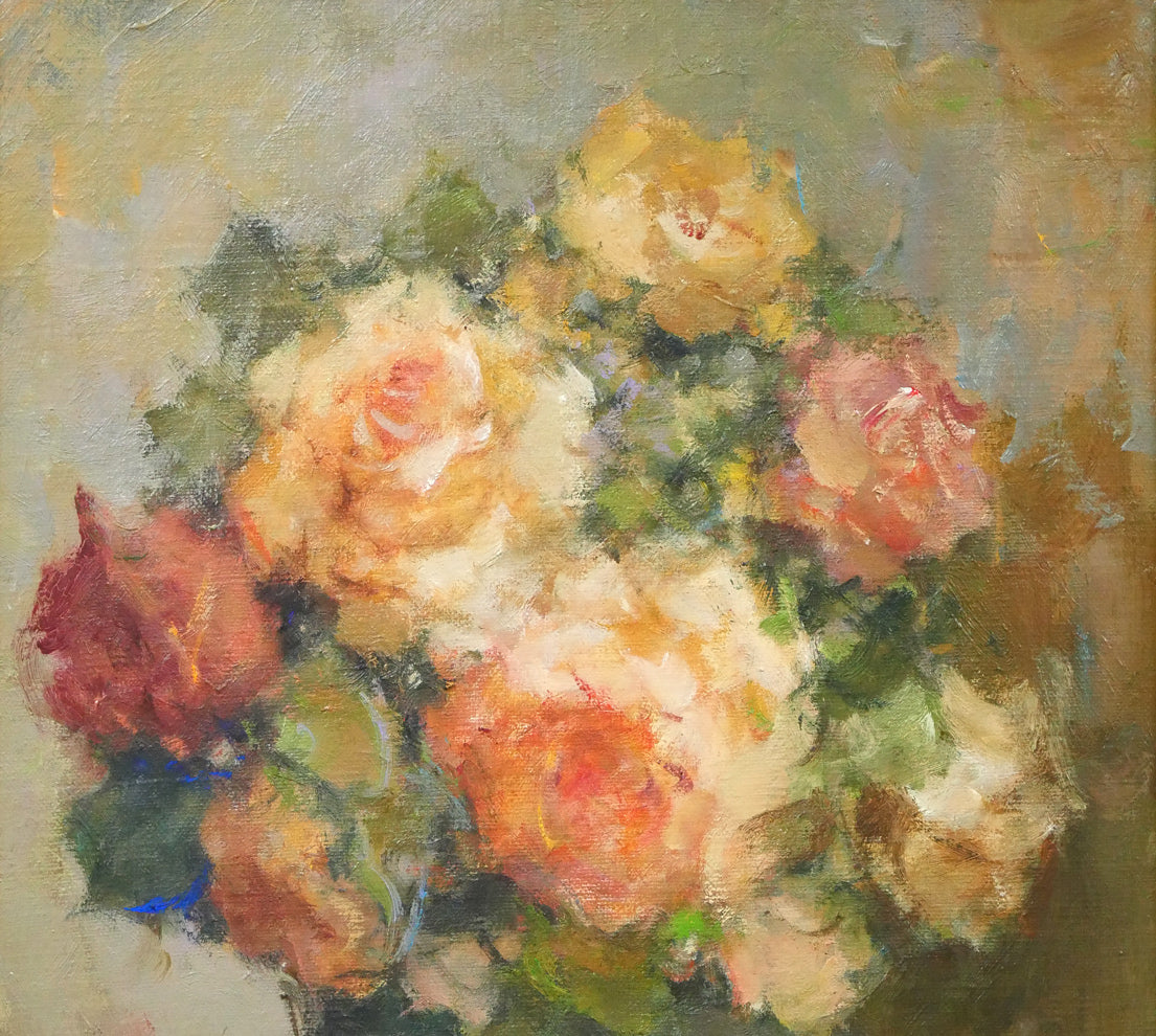 山崎翠祥「薔薇」油絵・F6号 拡大画像1