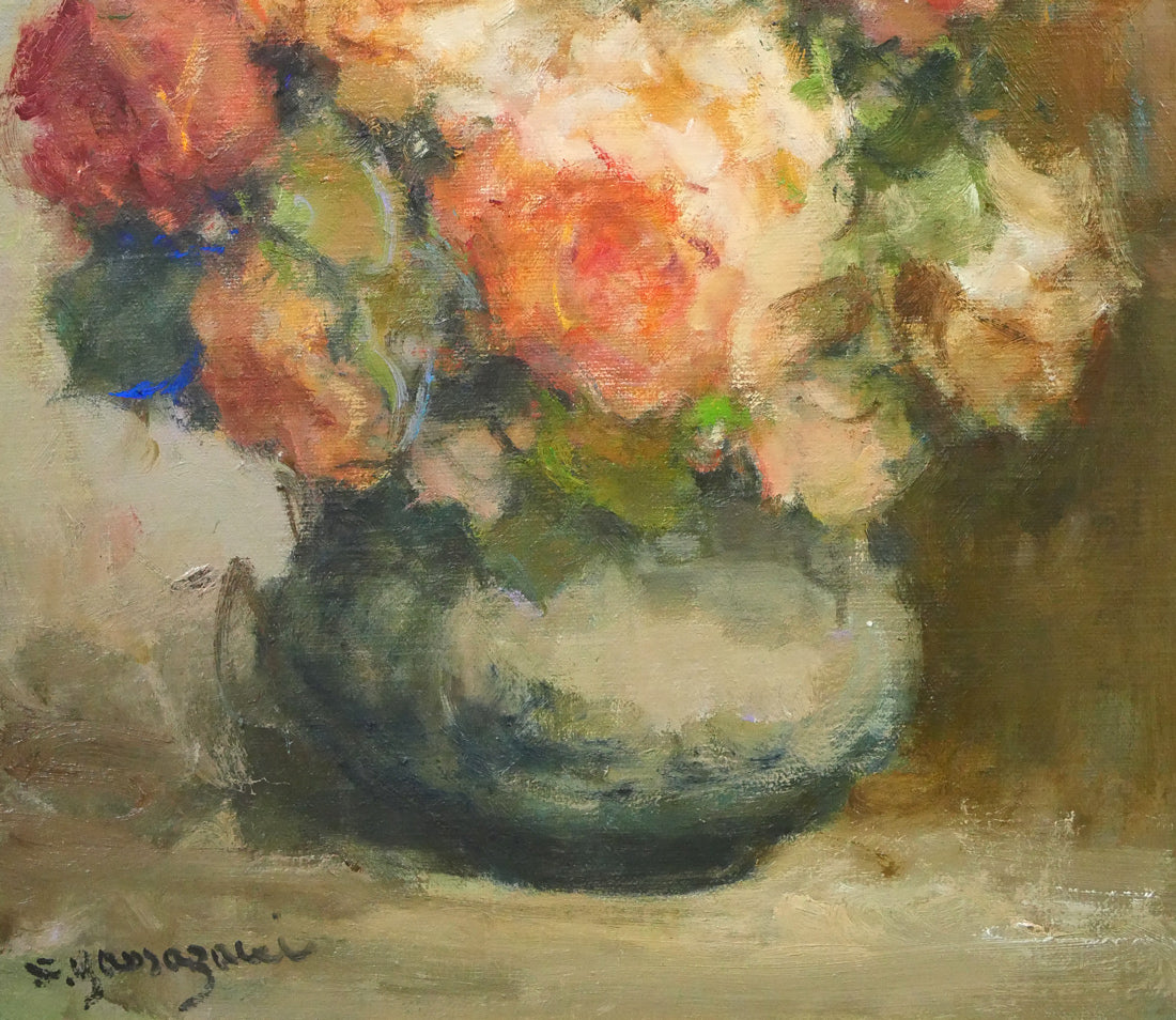 山崎翠祥「薔薇」油絵・F6号 拡大画像2