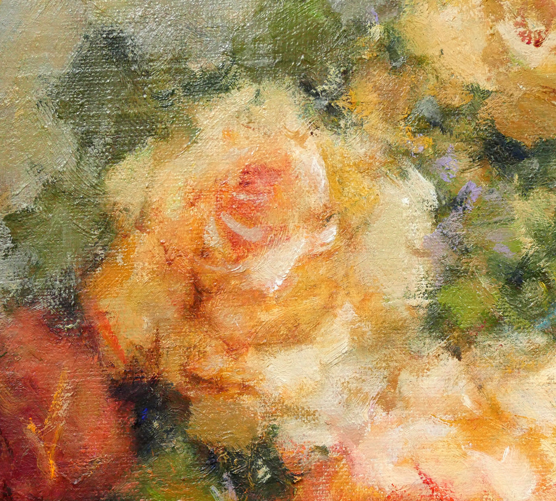 山崎翠祥「薔薇」油絵・F6号 拡大画像3