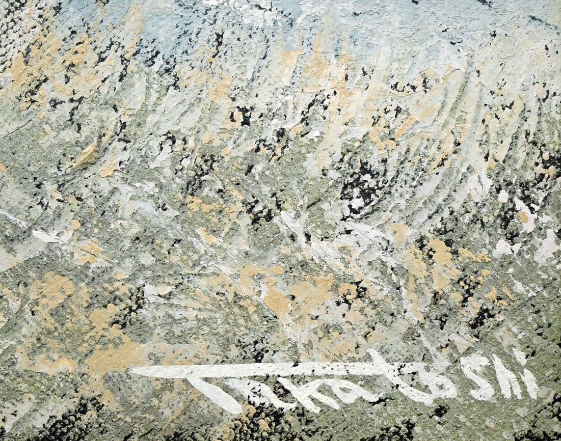 山崎貴稔「丘に咲く(桜)」油絵・F4号 サイン拡大画像