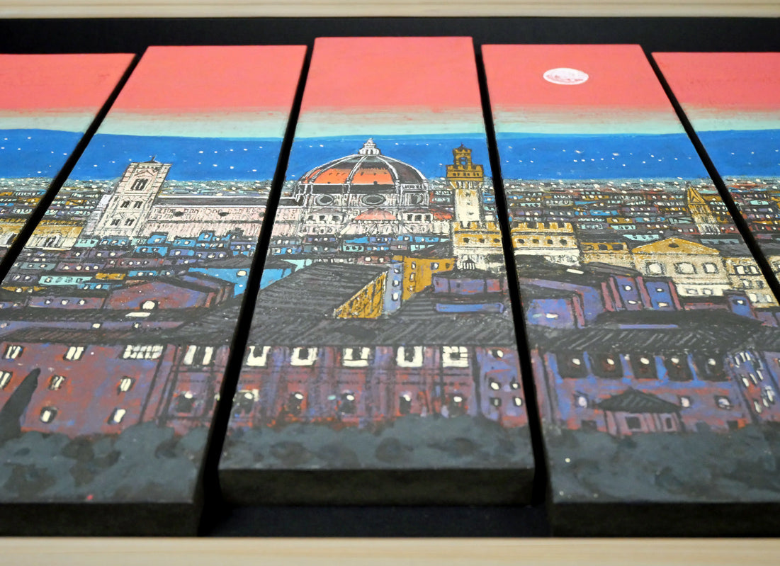 柳沢正人「神の棲む街 フィレンツェ(イタリア)」日本画(分割画面)・10号(43.5×52.5cm) 拡大画像10