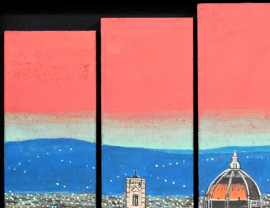 柳沢正人「神の棲む街 フィレンツェ(イタリア)」日本画(分割画面)・10号(43.5×52.5cm) 拡大画像1