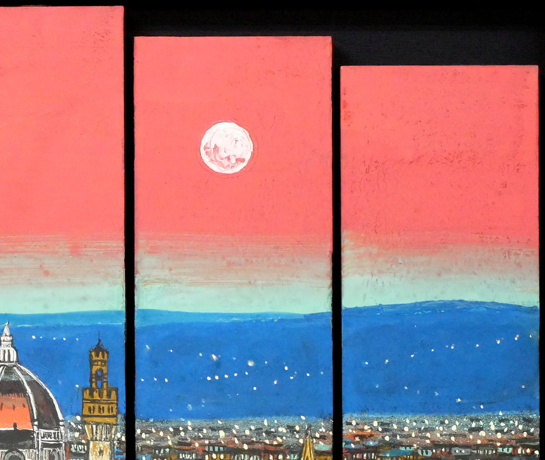 柳沢正人「神の棲む街 フィレンツェ(イタリア)」日本画(分割画面)・10号(43.5×52.5cm) 拡大画像2