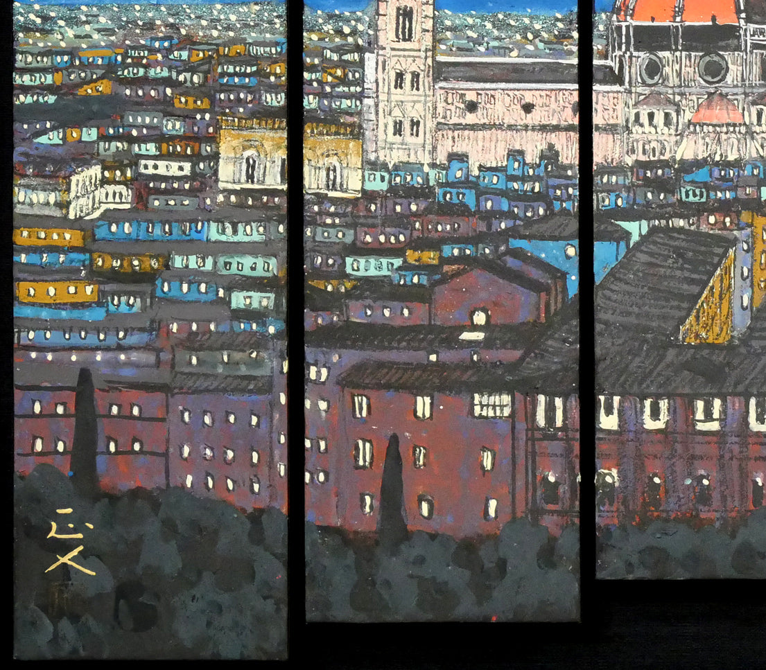 柳沢正人「神の棲む街 フィレンツェ(イタリア)」日本画(分割画面)・10号(43.5×52.5cm) 拡大画像6