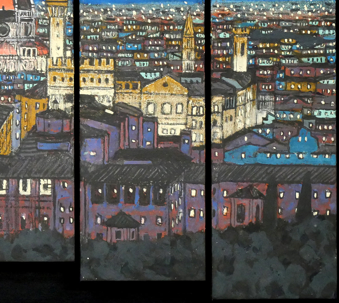 柳沢正人「神の棲む街 フィレンツェ(イタリア)」日本画(分割画面)・10号(43.5×52.5cm) 拡大画像7