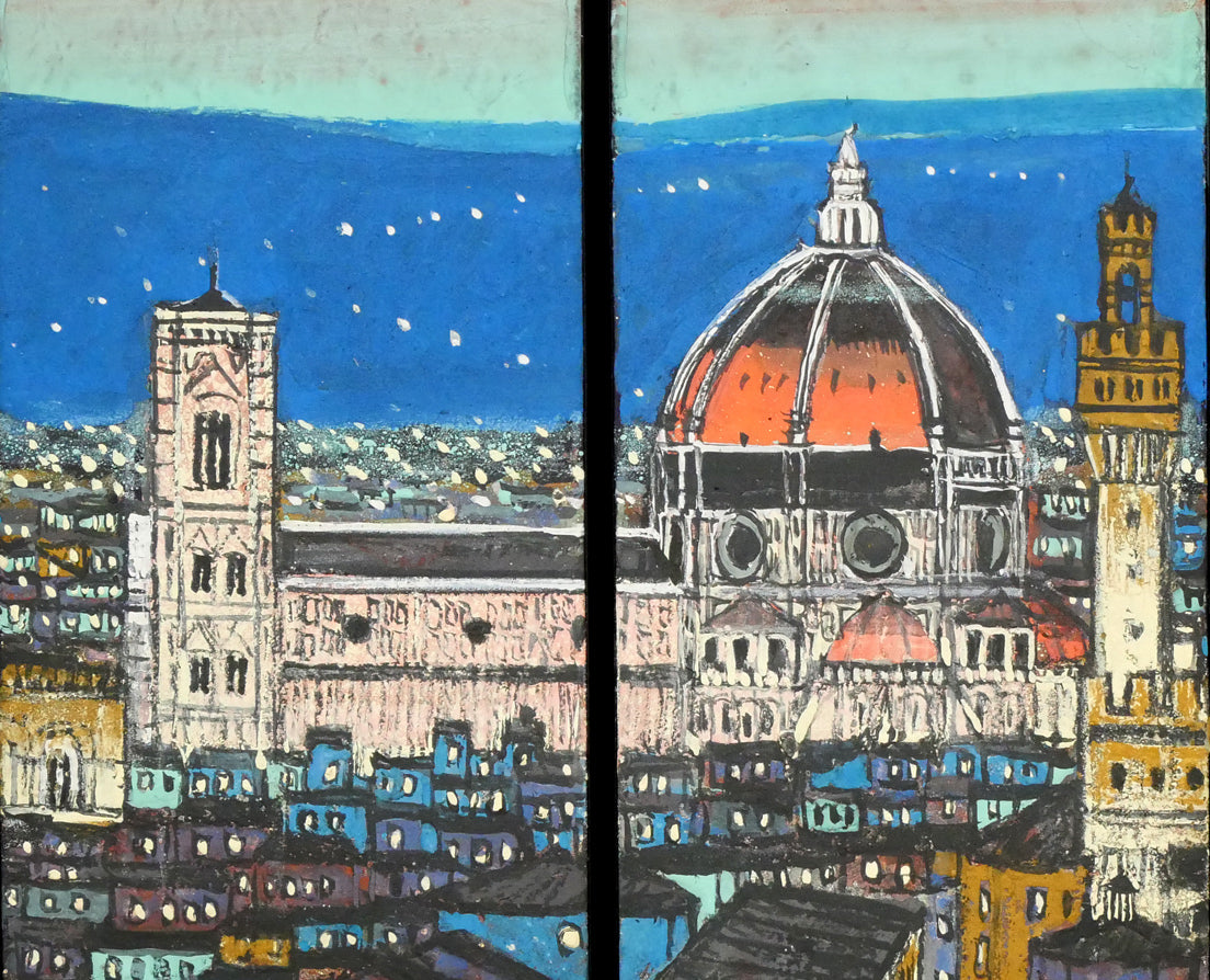 柳沢正人「神の棲む街 フィレンツェ(イタリア)」日本画(分割画面)・10号(43.5×52.5cm) 拡大画像4