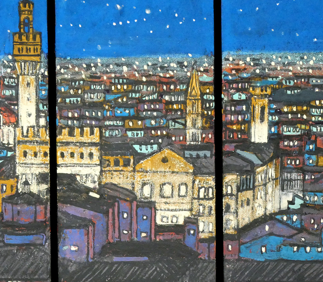 柳沢正人「神の棲む街 フィレンツェ(イタリア)」日本画(分割画面)・10号(43.5×52.5cm) 拡大画像5
