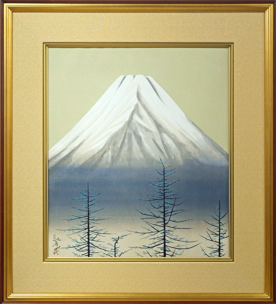 安田靫彦「黎明富岳」木版画