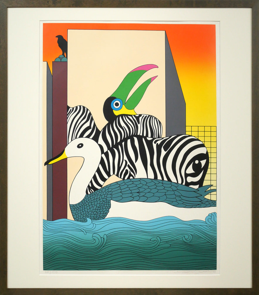 矢柳剛「作品2(「愛の動物誌」より)」シルクスクリーン版画