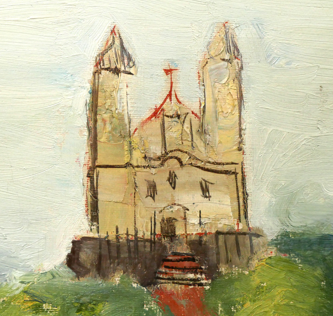 矢柳剛「ベロオリゾンテ教会(ブラジル風景)」油絵・F6号 拡大画像2