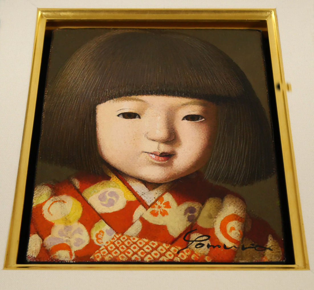 余村展「人形(市松人形)」油絵・F0号 拡大画像4