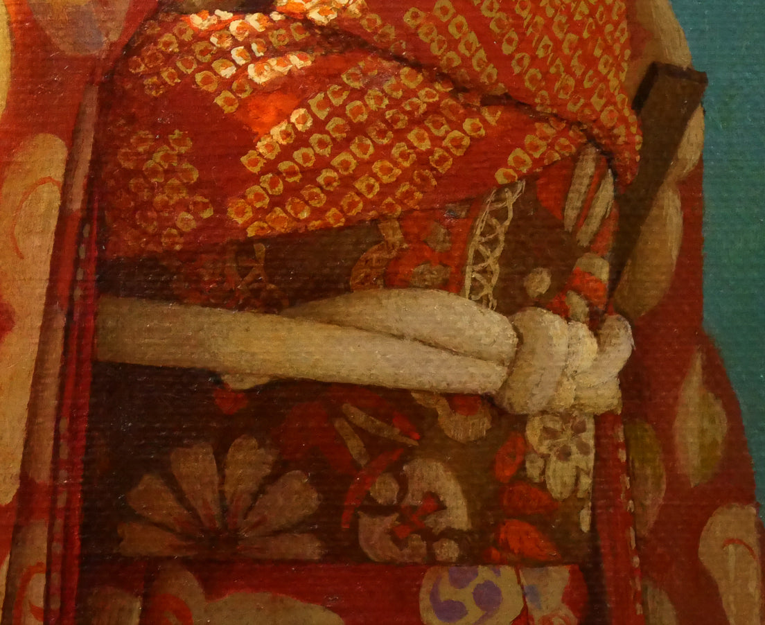 余村展「人形(市松人形)(白額)」油絵・F6号 拡大画像4