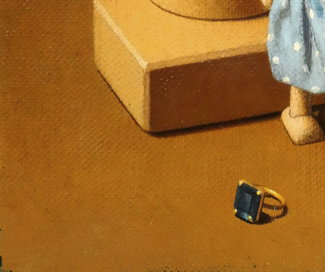 余村展「積木(2)」油絵・F3号 拡大画像5