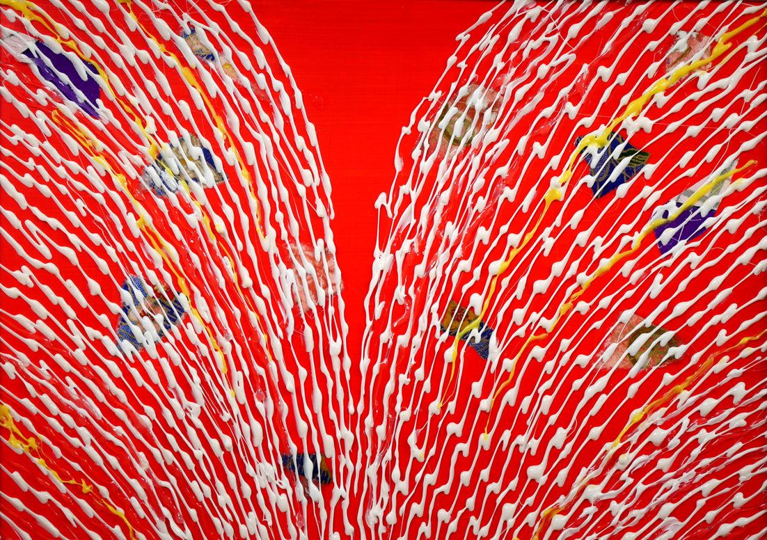 米谷雄平「作品05-05"THE HAIKU(俳句)”」アクリル画にコラージュ作品・5号 拡大画像1