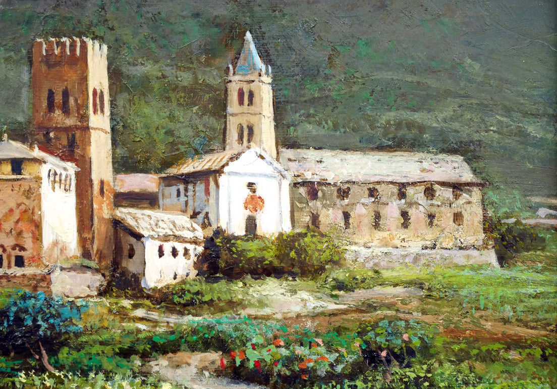 吉本哲「北イタリアの山岳(チェルビーノ近郊)」油絵・F4号 拡大画像4