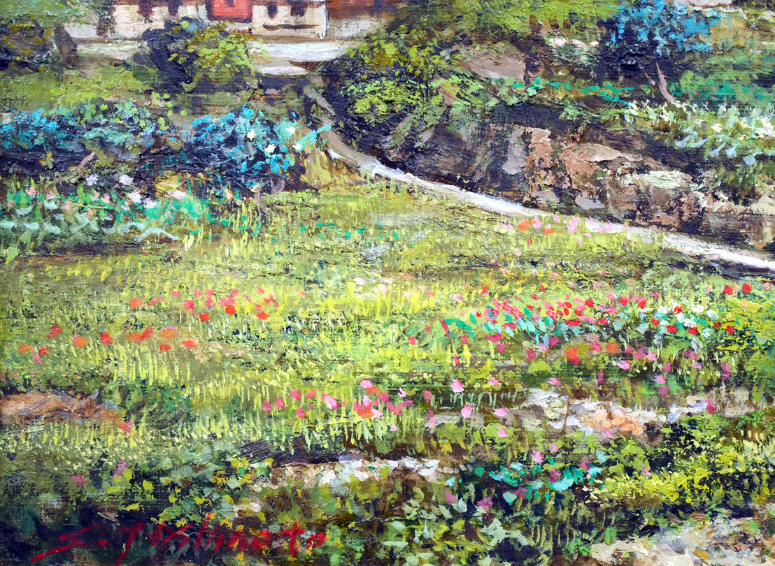 吉本哲「北イタリアの山岳(チェルビーノ近郊)」油絵・F4号 拡大画像5