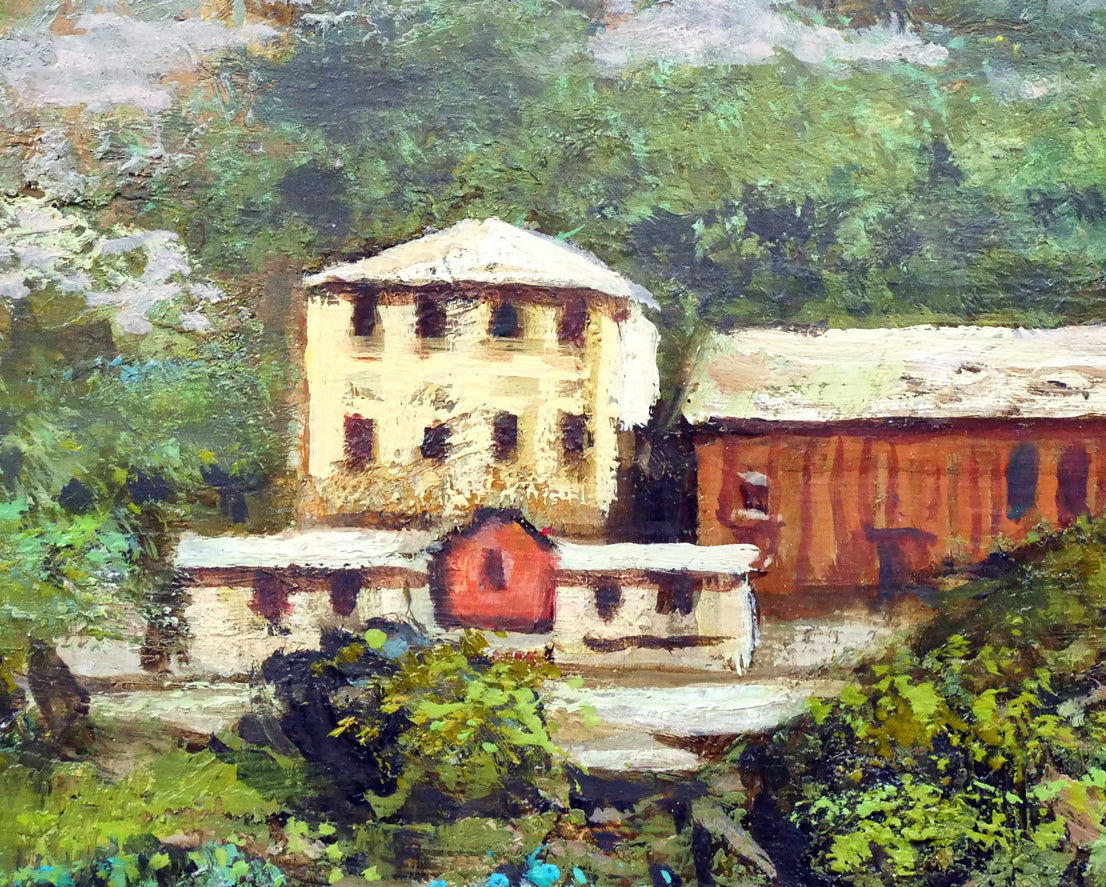 吉本哲「北イタリアの山岳(チェルビーノ近郊)」油絵・F4号 拡大画像2