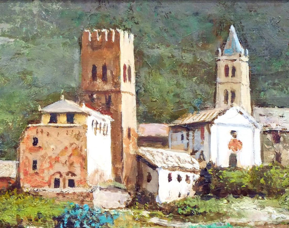 吉本哲「北イタリアの山岳(チェルビーノ近郊)」油絵・F4号 拡大画像3