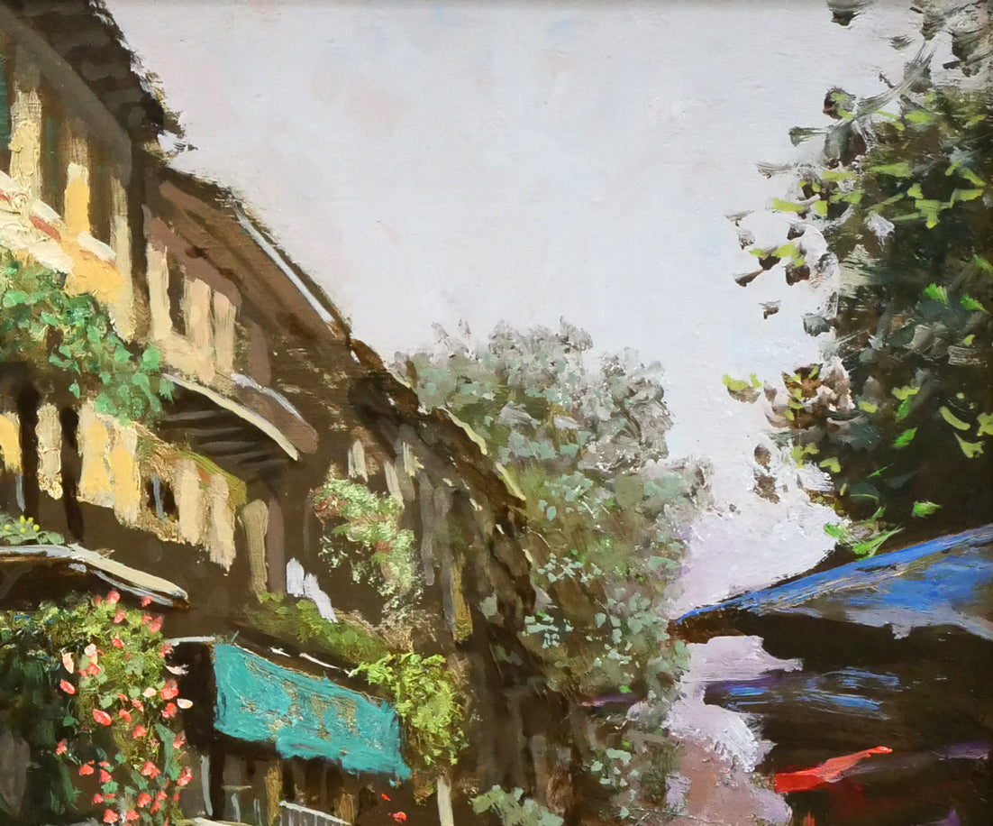 吉本哲「湖畔の小道(イタリア マッジョーレ湖 ペスカトーリ島)」油絵・F4号 拡大画像2