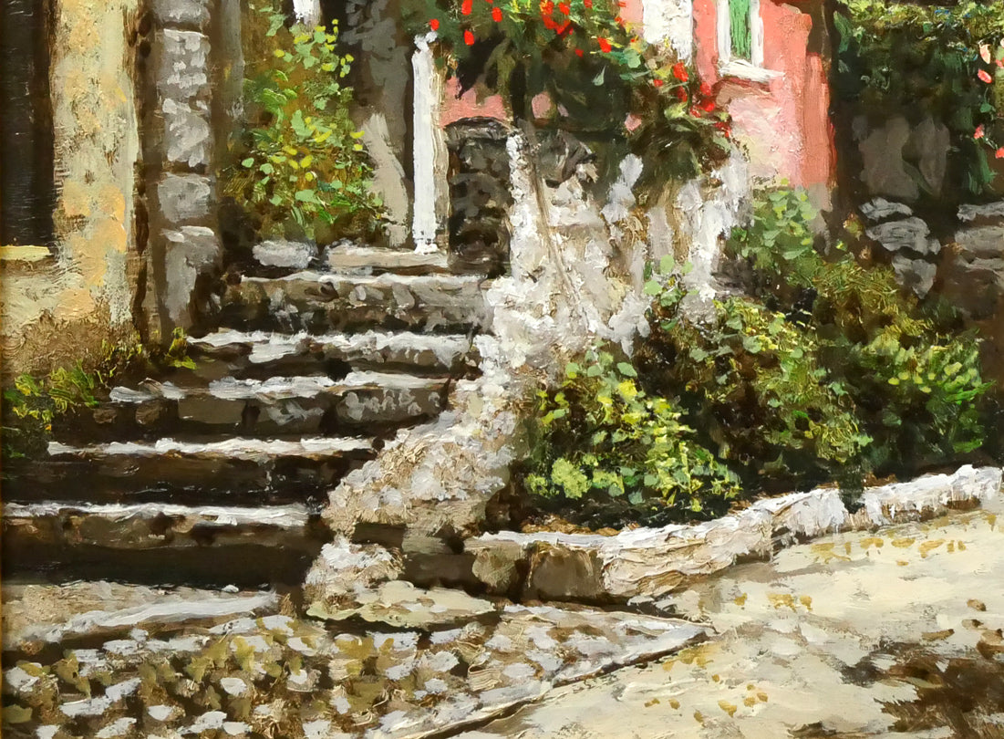 吉本哲「湖畔の小道(イタリア マッジョーレ湖 ペスカトーリ島)」油絵・F4号 拡大画像3