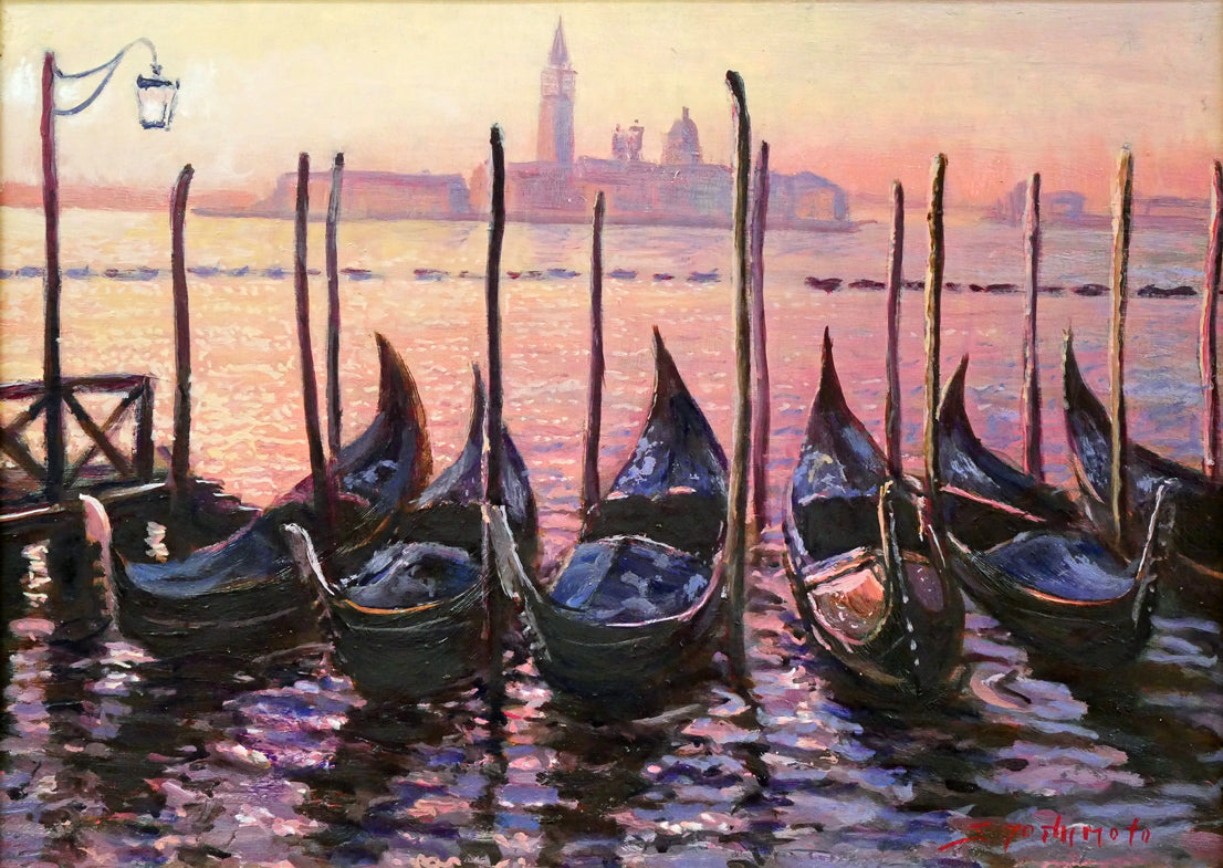 吉本哲「ヴェネチア夜明け(イタリア)」油絵・F4号 作品全体画像