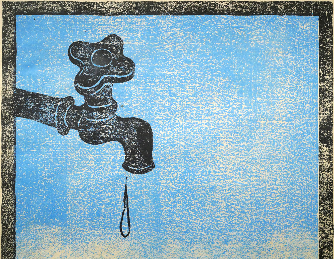 吉沢由美子「冷やしトマト」木版画 拡大画像1