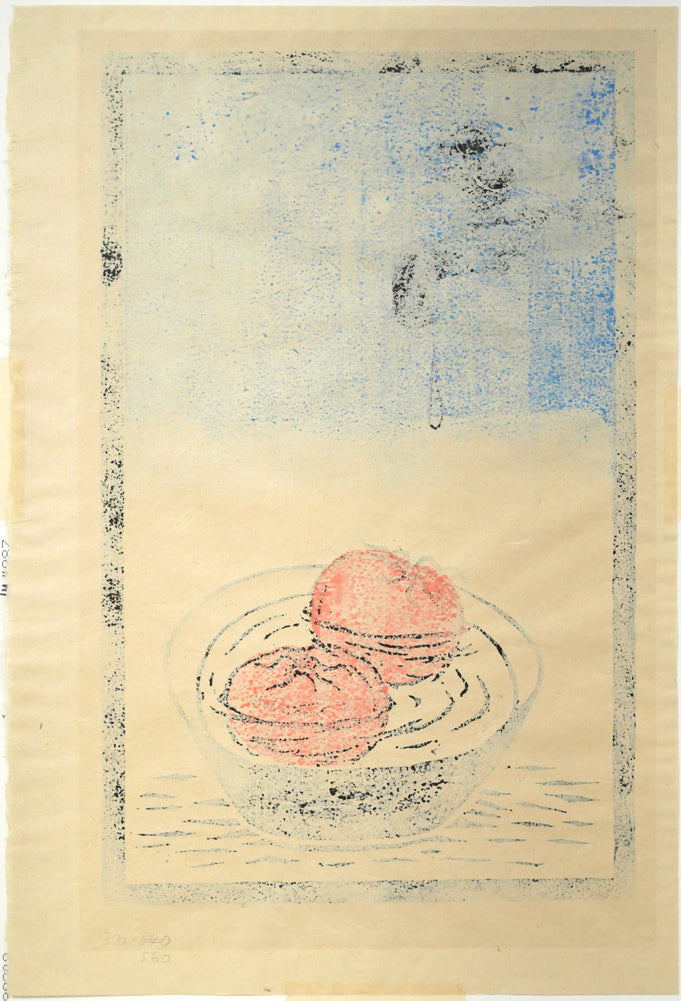 吉沢由美子「冷やしトマト」木版画 作品シート裏側画像